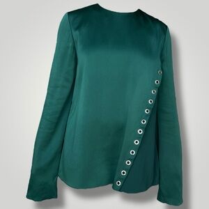 Mugler Green Blouse with Eyelet Accents